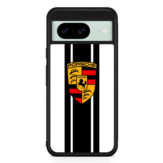 Porsche Stripe White Emblem Google Pixel 8 Case | Slim Rubber Case for Google Pixel 8