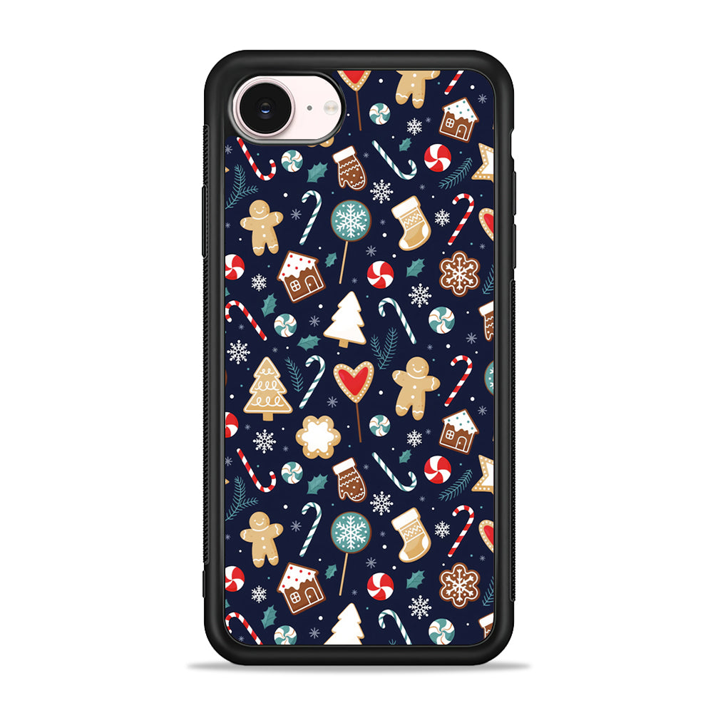 Christmas Ornaments Pattern Navy iPhone 17e Case - Silicone Case