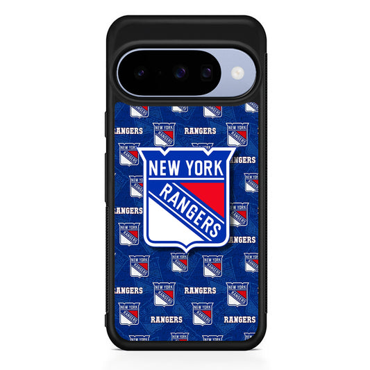 NHL New York Rangers Pattern Google Pixel 10 Case | Google Pixel 10 Rubber Protective Case