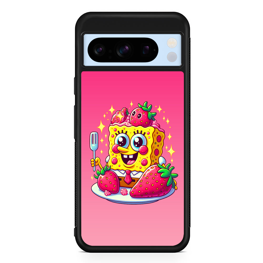 SpongeBob Eating Strawberry Google Pixel 8 Pro Case | Slim Rubber Case for Google Pixel 8 Pro