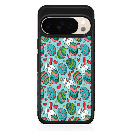 Easter Eggs and Rabbits Pattern Google Pixel 10 Pro XL Case | Slim Google Pixel 10 Pro XL Protective Case