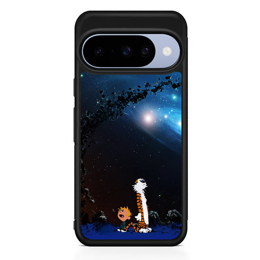 Calvin and Hobbes Galaxy Google Pixel 10 Case | Google Pixel 10 Rubber Protective Case
