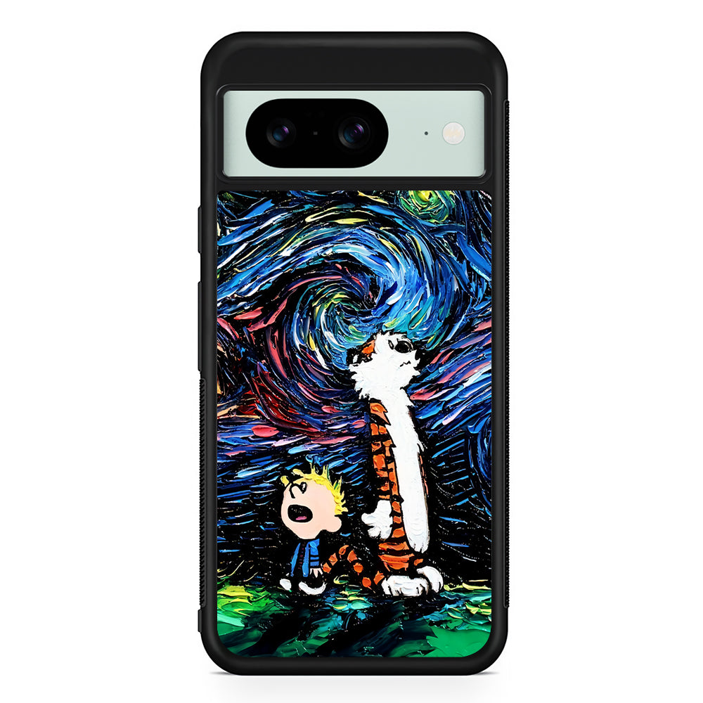 Calvin and Hobbes Starry Night Google Pixel 8 Case | Durable Protective Cover for Google Pixel 8