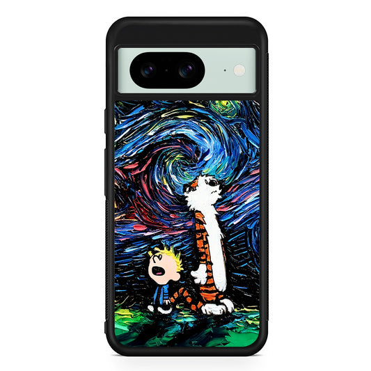 Calvin and Hobbes Starry Night Google Pixel 8 Case | Durable Protective Cover for Google Pixel 8