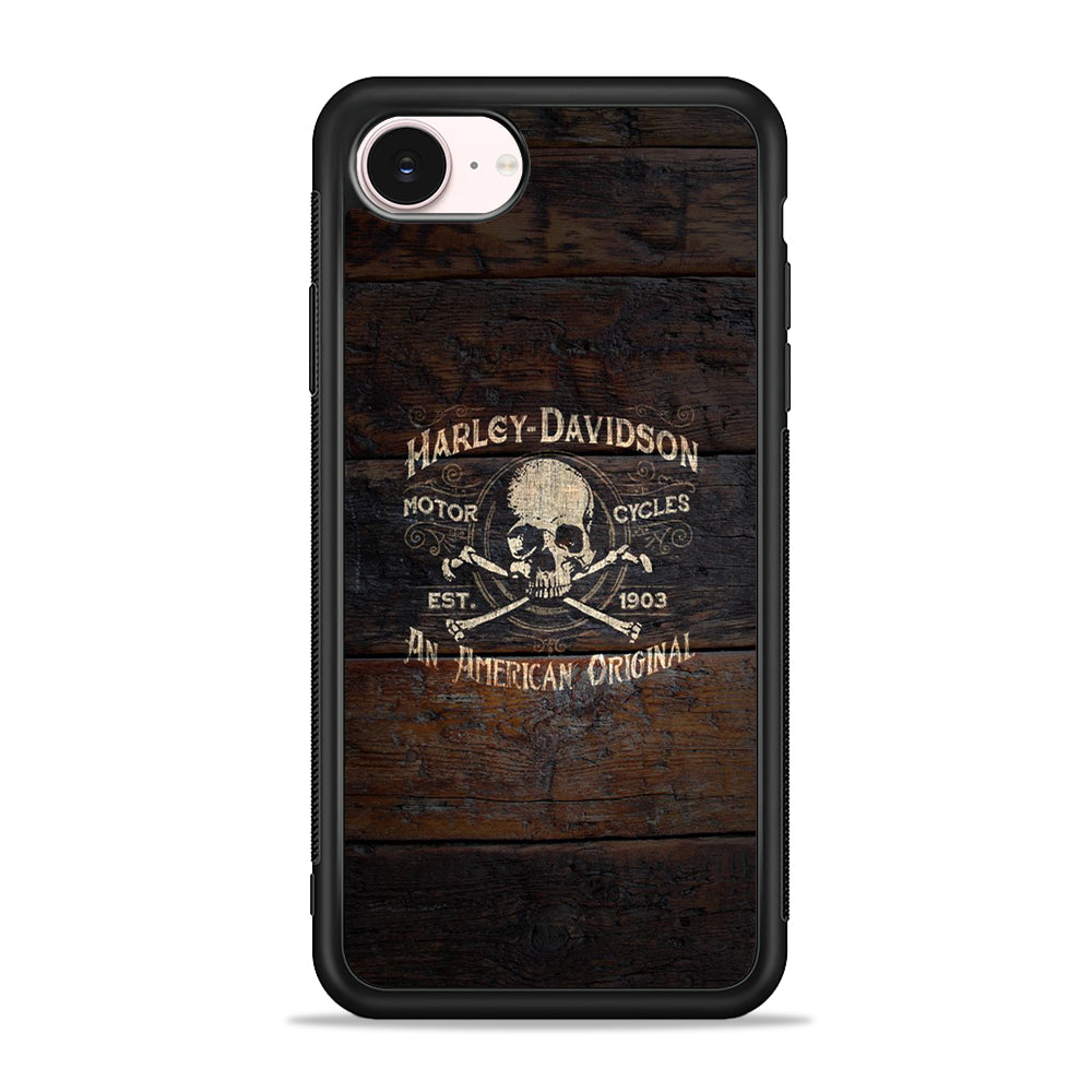 Harley Davidson Skull Logo In Wood iPhone 17e Case - Silicone Case