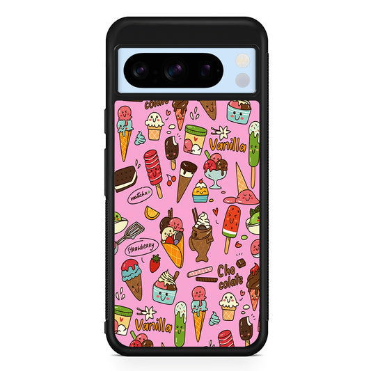 Ice Cream Doodle Cartoon Google Pixel 8 Pro Case | Slim Rubber Case for Google Pixel 8 Pro