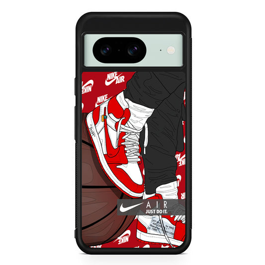 Nike Shiny Red Lava Google Pixel 8 Case | Slim Rubber Case for Google Pixel 8