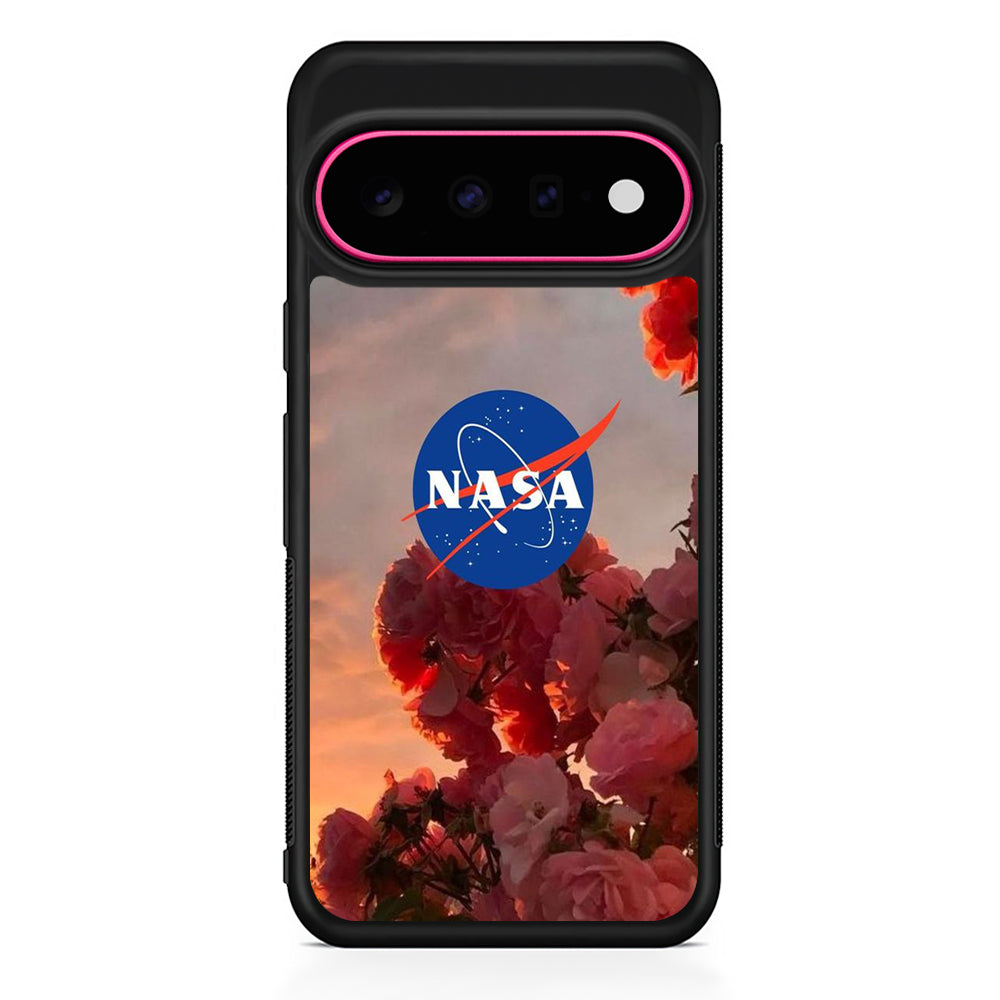 Nasa Logo Pink Flowers Google Pixel 11 Case - Stylish Protective Phone Case