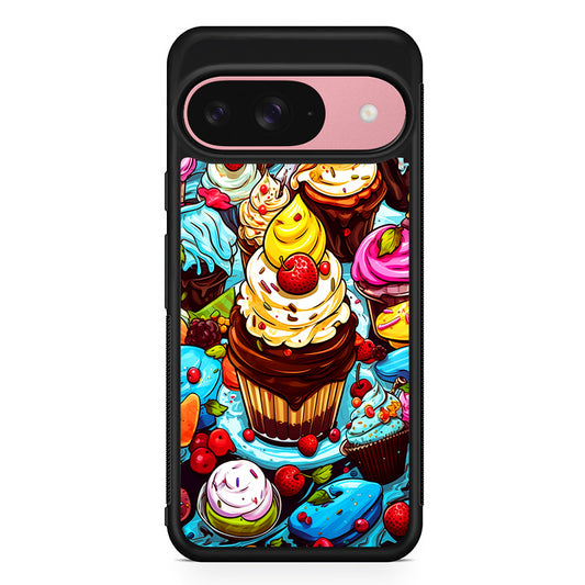 Sweet Desserts Food Doodle Google Pixel 9 Case | Google Pixel 9 Protective Rubber Case