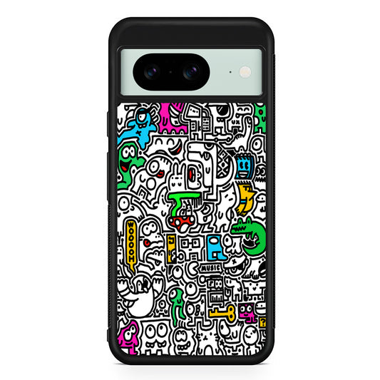Graffiti Doodle Drawings Art Google Pixel 8 Case | Durable Protective Cover for Google Pixel 8