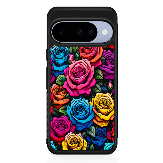 Colourful Roses Flowers Aesthetic Google Pixel 10 Case | Google Pixel 10 Rubber Protective Case