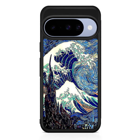 The Great Wave The Starry Night Google Pixel 10 Case | Google Pixel 10 Rubber Protective Case