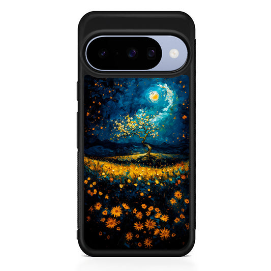 Starry Night Blossoms Painting Google Pixel 10 Case | Google Pixel 10 Rubber Protective Case