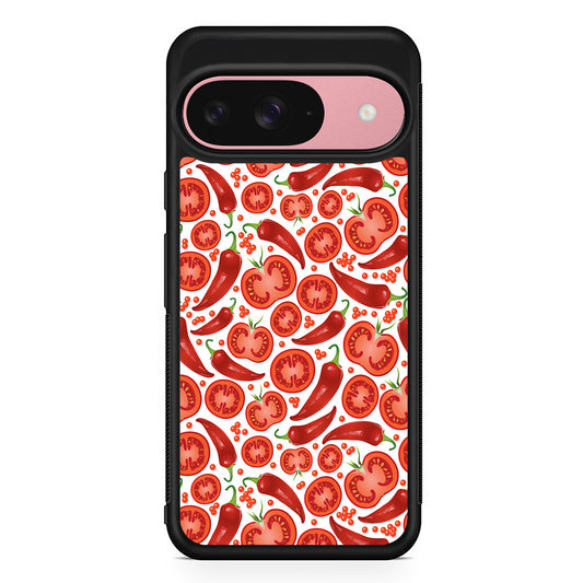 Tomatoes and Chili Peppers Google Pixel 9 Case | Google Pixel 9 Protective Rubber Case