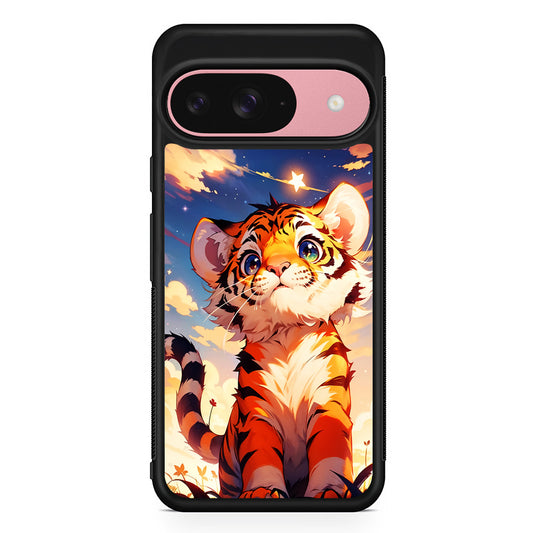 Cute Little Tiger in The Forest Google Pixel 9 Case | Google Pixel 9 Protective Rubber Case
