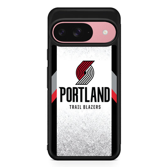 NBA Portland Trail Blazers Silver Google Pixel 9 Case | Google Pixel 9 Protective Rubber Case