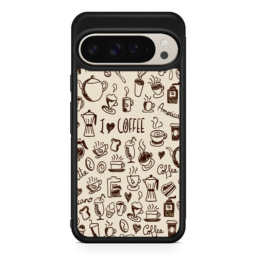 CoffeeTime Doodle Google Pixel 9 Pro Case | Slim Protective Cover