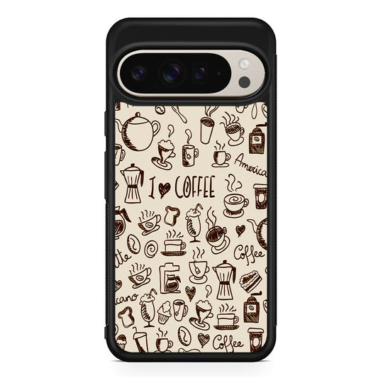 CoffeeTime Doodle Google Pixel 9 Pro Case | Slim Protective Cover