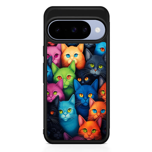 Collection of Colorful Cats Google Pixel 10 Case | Google Pixel 10 Rubber Protective Case