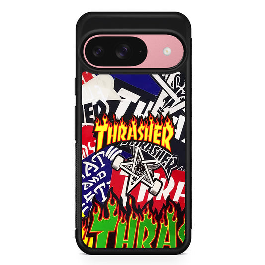 Thrasher Sticker Flat Google Pixel 9 Case | Durable Google Pixel 9 Cover