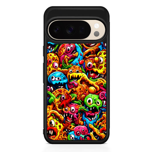 Colorful Monster Doodle Pizza Google Pixel 10 Pro XL Case | Slim Google Pixel 10 Pro XL Protective Case