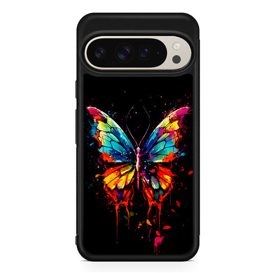 Colorful Butterfly Painting on Black Google Pixel 9 Pro Case | Slim Protective Cover