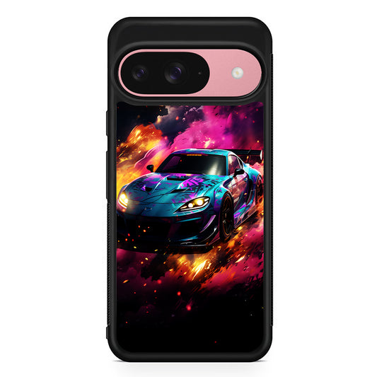 Car City Drift Smoke Google Pixel 9 Case | Google Pixel 9 Protective Rubber Case