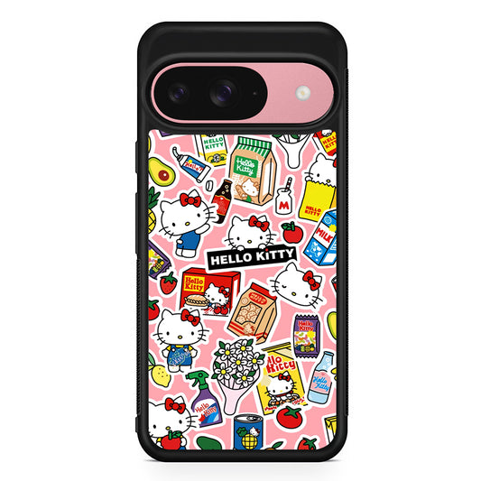 Hello Kitty Stickers Google Pixel 9 Case | Google Pixel 9 Protective Rubber Case