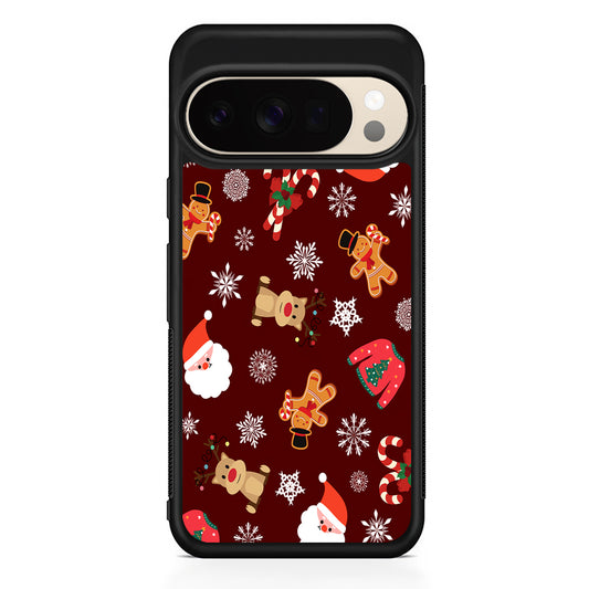 Christmas Ornaments Pattern Maroon Google Pixel 10 Pro XL Case | Slim Google Pixel 10 Pro XL Protective Case