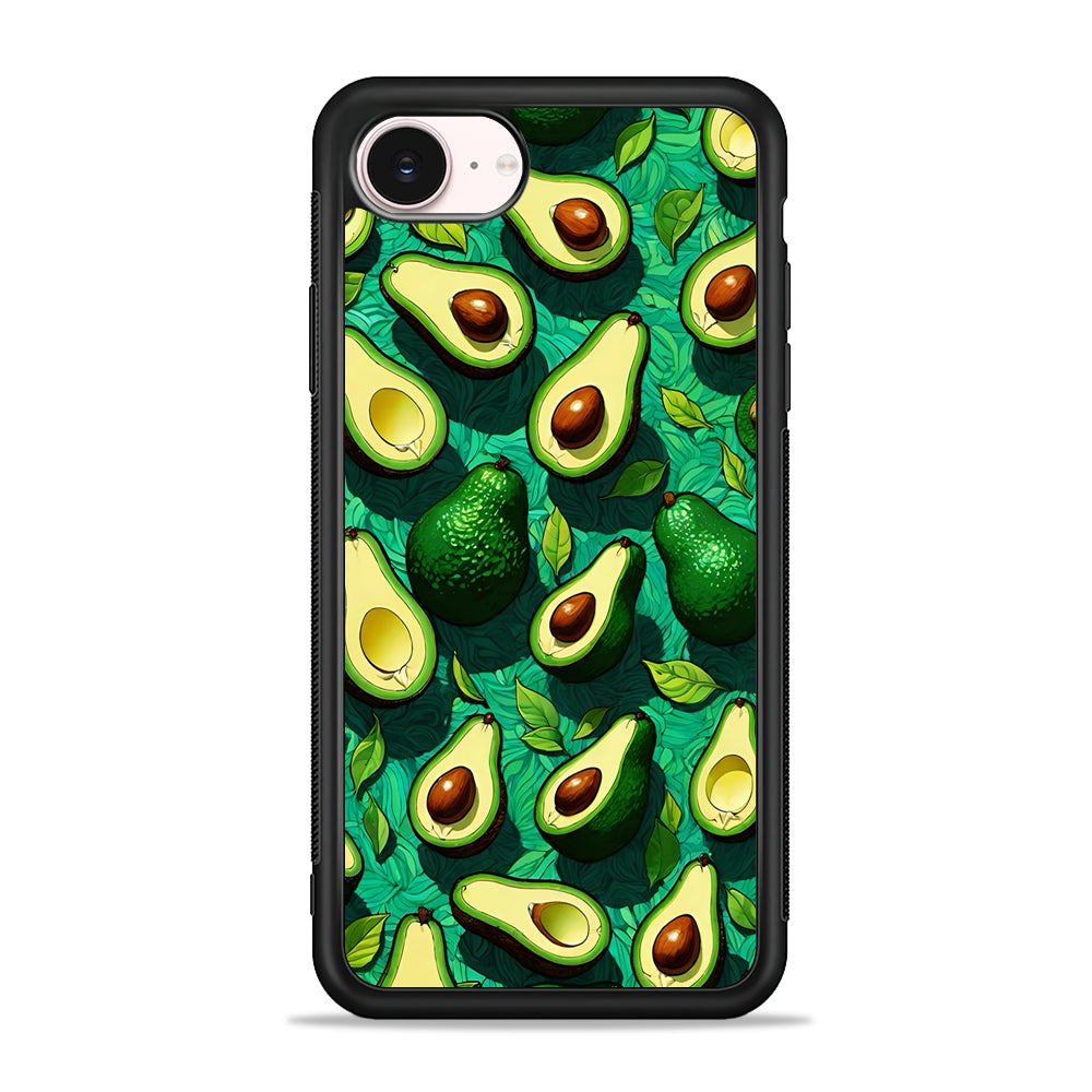 A Pattern of Avocado Cut in Half iPhone 17e Case - Silicone Case