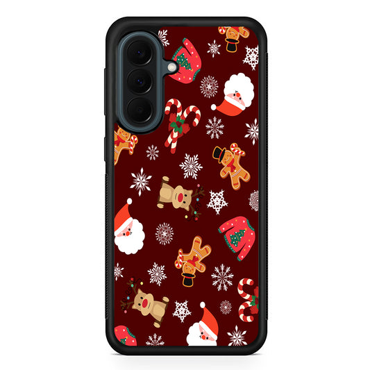 Christmas Ornaments Pattern Maroon Samsung Galaxy A37 Case | Samsung Galaxy A37 Rubber Phone Case