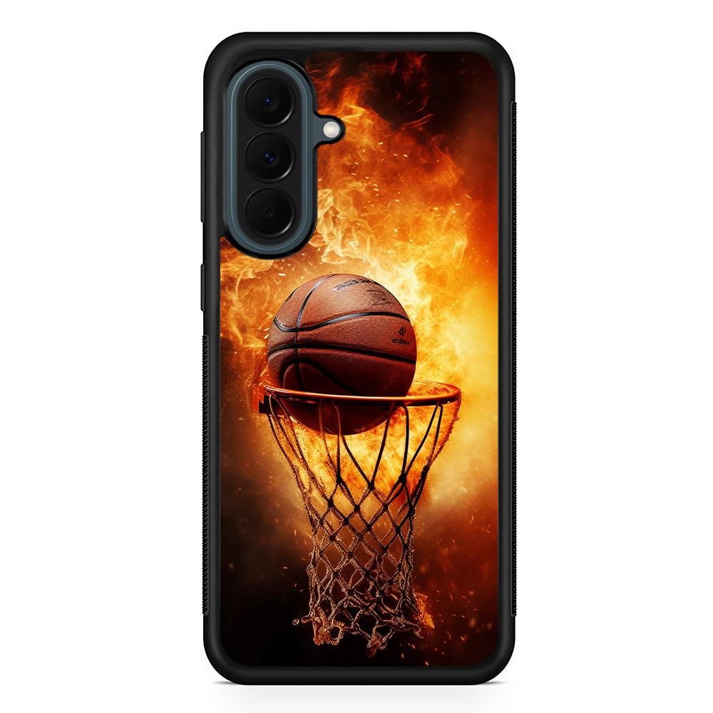 Basketball Ball on Fire Samsung Galaxy A37 Case | Samsung Galaxy A37 Rubber Phone Case