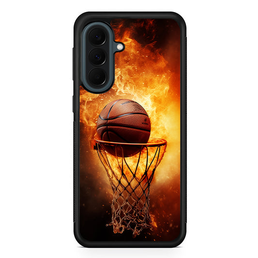 Basketball Ball on Fire Samsung Galaxy A37 Case | Samsung Galaxy A37 Rubber Phone Case