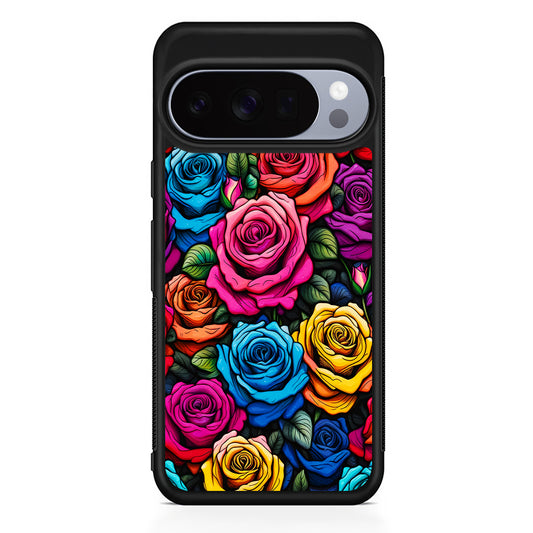 Colourful Roses Flowers Aesthetic Google Pixel 10 Pro Case | Slim Google Pixel 10 Pro Rubber Case