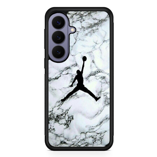 Jordan White Marble Logo Samsung Galaxy S26 Case | Slim Protective Rubber Case for Samsung S26