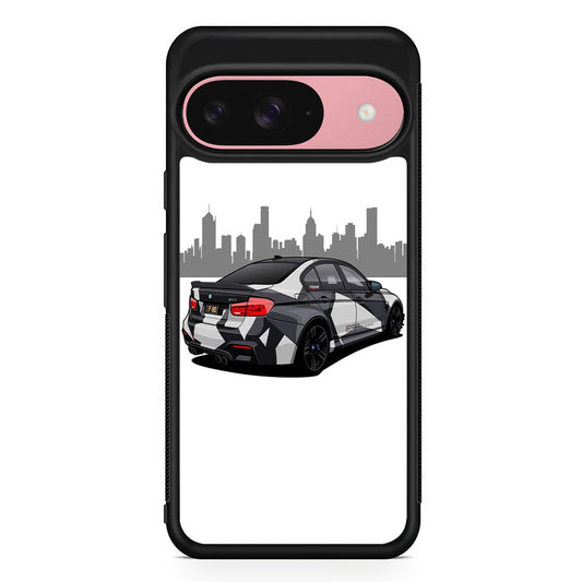 BMW M3 F80 Car White Google Pixel 9 Case | Google Pixel 9 Protective Rubber Case