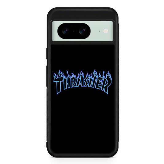 Thrasher Blue Flame Google Pixel 8 Case | Slim Rubber Case for Google Pixel 8