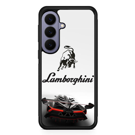 Lamborghini White Logo Car Samsung Galaxy S26 Case | Slim Protective Rubber Case for Samsung S26