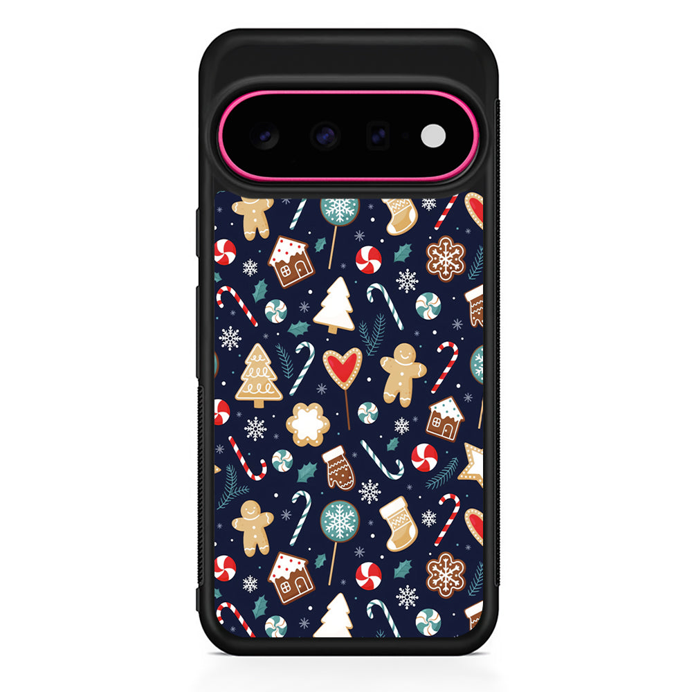 Christmas Ornaments Pattern Navy Google Pixel 11 Case | Slim Shockproof Cover