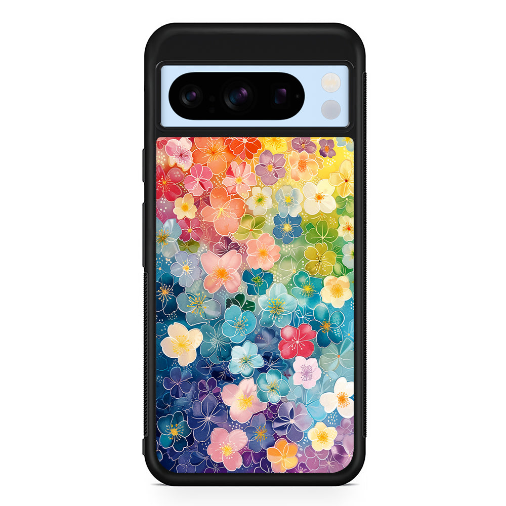 Artistic Rainbow Flower Pattern Google Pixel 8 Pro Case | Slim Rubber Case for Google Pixel 8 Pro