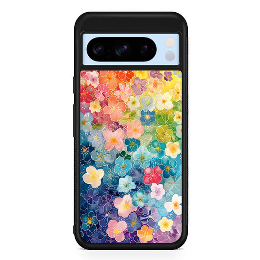 Artistic Rainbow Flower Pattern Google Pixel 8 Pro Case | Slim Rubber Case for Google Pixel 8 Pro