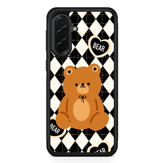 Bear and Black Flanel Samsung Galaxy A36 Case | Protective Rubber Cover