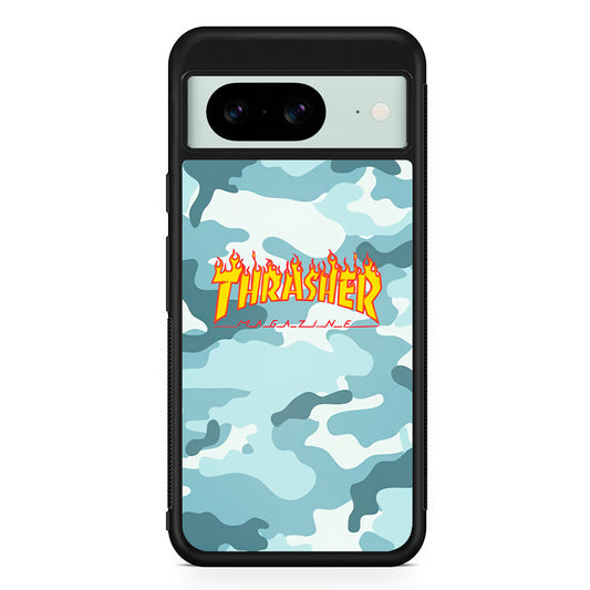 Thrasher Camo Light Blue Google Pixel 8 Case | Slim Rubber Case for Google Pixel 8