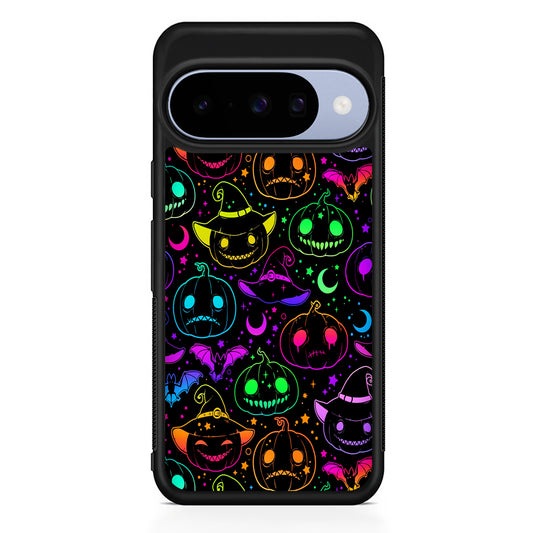 Halloween Pumpkins and Flying Bats Google Pixel 10 Case | Google Pixel 10 Rubber Protective Case