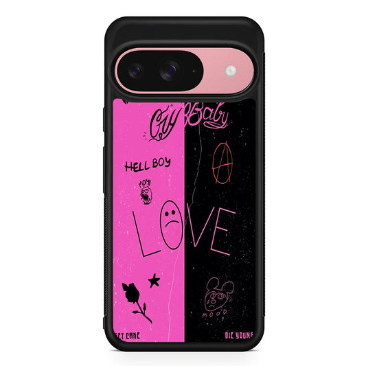 Lil Peep Pink and Black Google Pixel 9 Case | Google Pixel 9 Protective Rubber Case