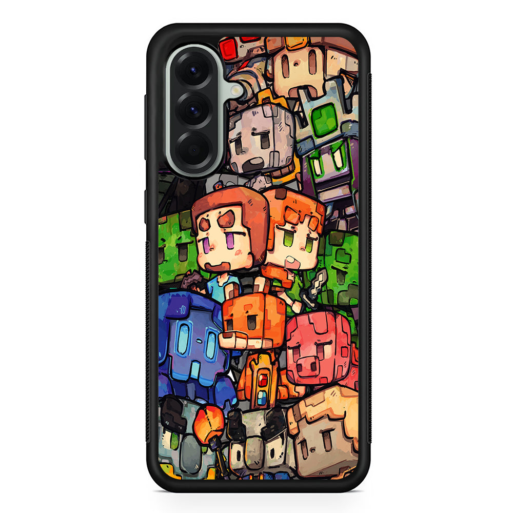 Minicraft Characters Drawing Samsung Galaxy A56 Case | Samsung Galaxy A56 Protective Rubber Case