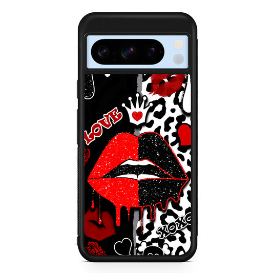 Girly Red Black Lips Kiss Google Pixel 8 Pro Case | Slim Rubber Case for Google Pixel 8 Pro