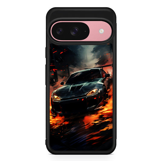 Sport Car Drift Smoke Google Pixel 9 Case | Google Pixel 9 Protective Rubber Case