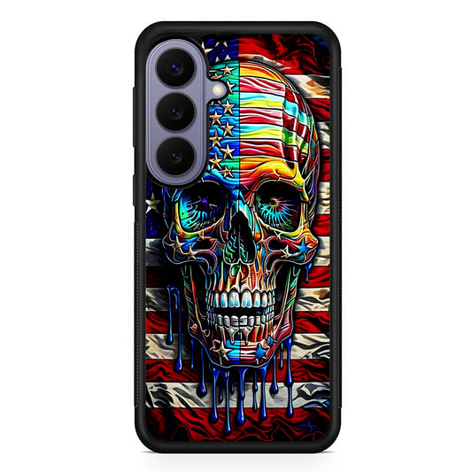 American Flag with Face Skulls Samsung Galaxy S26 Case | Durable Rubber Case for Samsung Galaxy S26