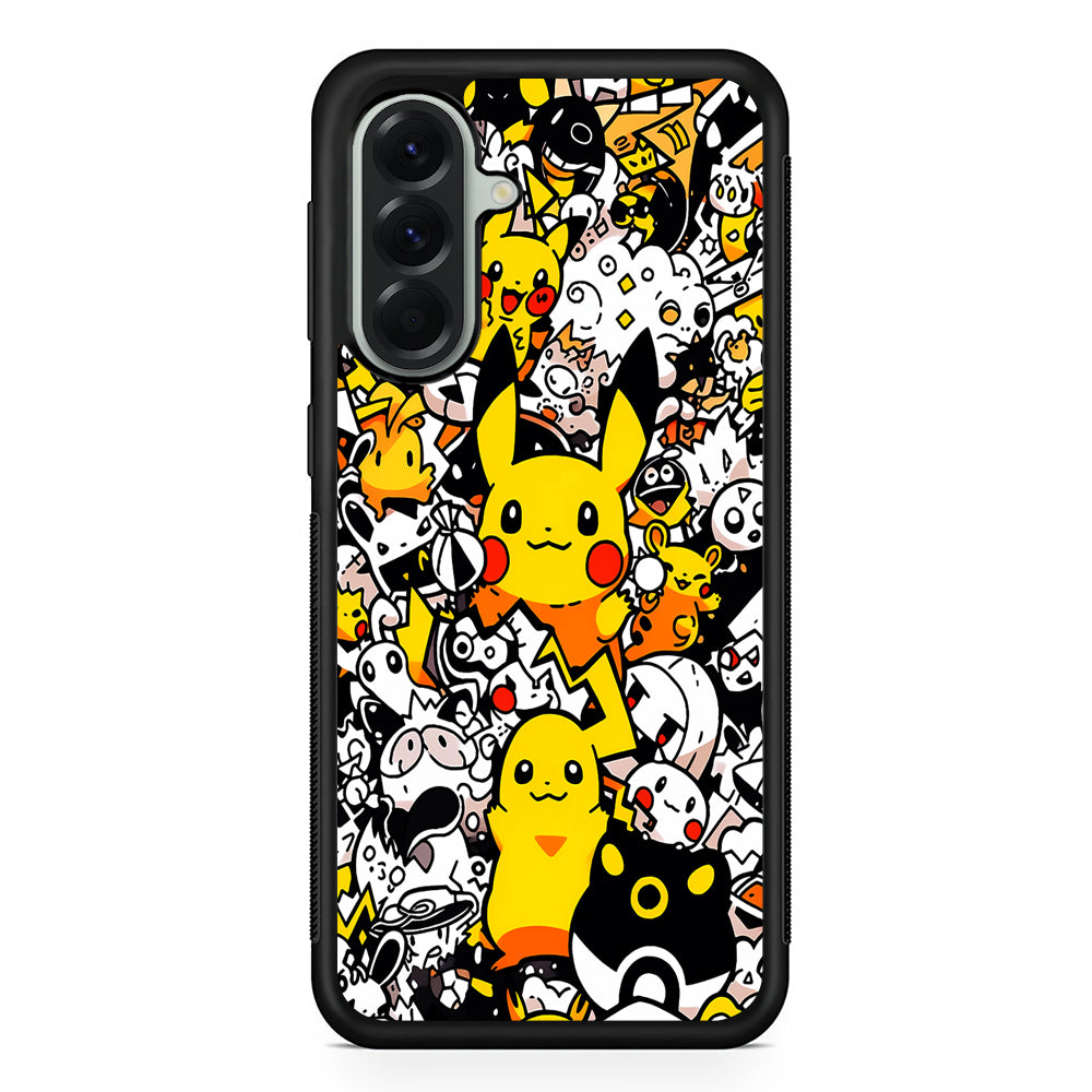 Pokemon Pikachu Doodle Samsung Galaxy A56 Case | Samsung Galaxy A56 Protective Rubber Case